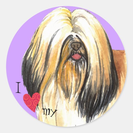 Sticker Rond I Love my Lhasa Apso (Devant)