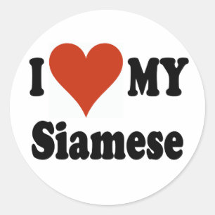 Sticker Rond I Love My Siamese Chat Merchandises