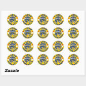 Sticker Rond I Love Nebraska State Drapeau and Map (Feuille)
