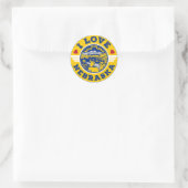 Sticker Rond I Love Nebraska State Drapeau and Map (Sac)