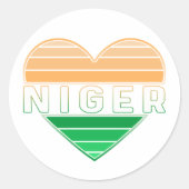 Sticker Rond I Love Niger, Coeur Nigérien (Devant)