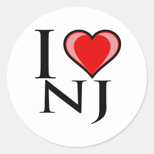 Sticker Rond I Love NJ - New Jersey (Devant)