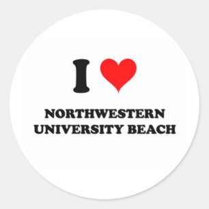 Sticker Rond I Love Northwestern University Beach Illinois