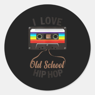 Sticker Rond I LOVE OLD SCHOOL HIP HOP Music 80s 90s