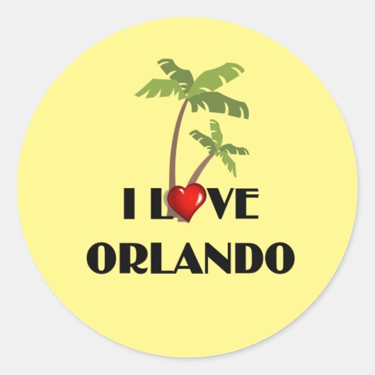 Sticker Rond I Love Orlando, design tropical (Devant)