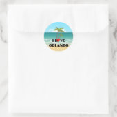 Sticker Rond I Love Orlando, design tropical, (Sac)