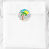 Sticker Rond I Love Orlando, design tropical, (Sac)
