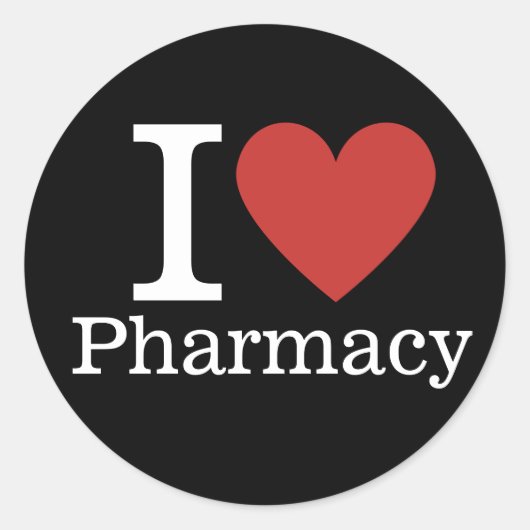 Sticker Rond I ❤️ Love Pharmacy for Students/Faculty CUSTOM (Devant)