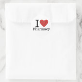 Sticker Rond I ❤️ Love Pharmacy for Students/Faculty CUSTOM (Sac)