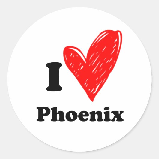 Sticker Rond I love Phoenix (Devant)