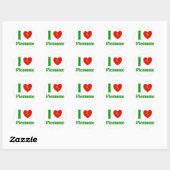 Sticker Rond I Love Piemonte Italie (Feuille)