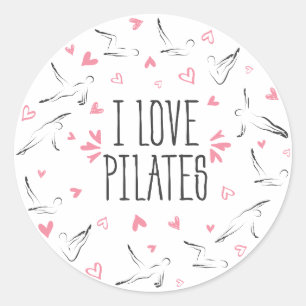 Sticker Rond I LOVE PILATES Pilates Poses en forme de cercle