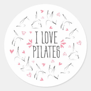 Sticker Rond I LOVE PILATES Pilates Poses en forme de cercle