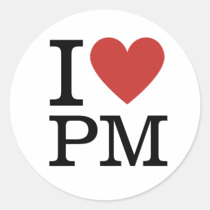 Sticker Rond I ❤️ Love PM Project Management Personnel PERSONNA