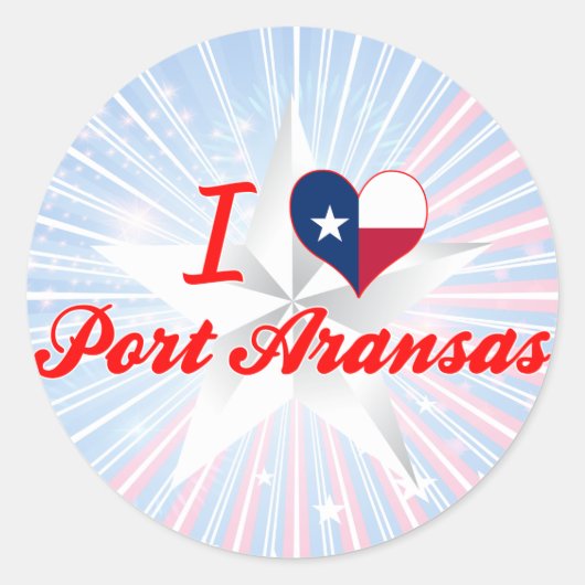 Sticker Rond I Love Port Aransas, Texas (Devant)
