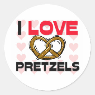 Sticker Rond I Love Pretzels