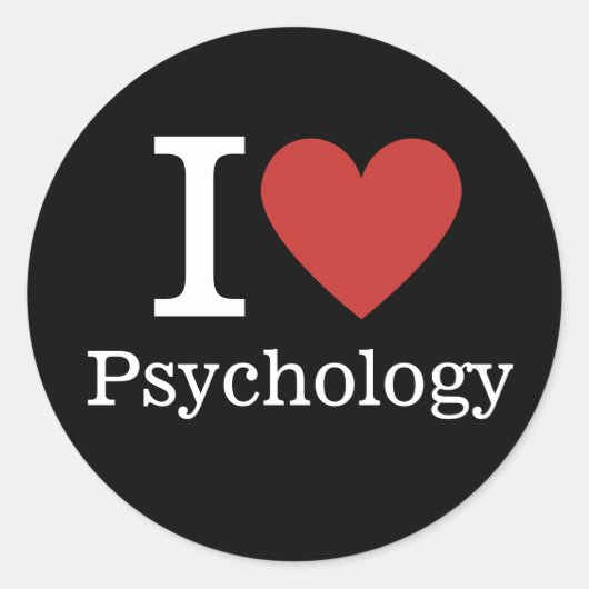 Sticker Rond I ❤️ Love Psychology for College Faculty/Student (Devant)