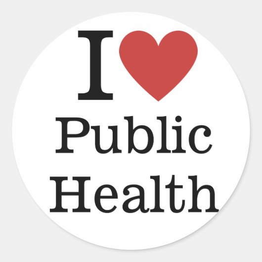 Sticker Rond I ❤️ Love Public Health for Students/Faculty (Devant)