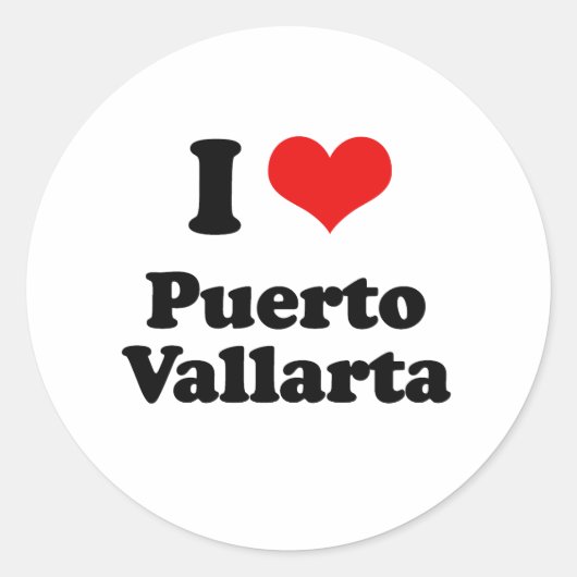 Sticker Rond I Love Puerto Vallarta Tshirt (Devant)