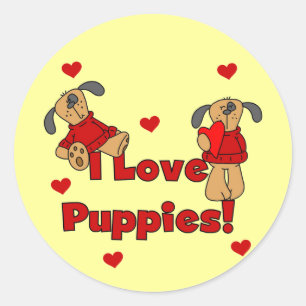 Sticker Rond I Love Puppies Tshirts et cadeaux