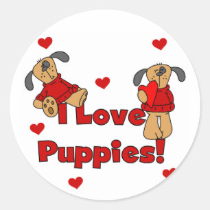 Sticker Rond I Love Puppies Tshirts et cadeaux