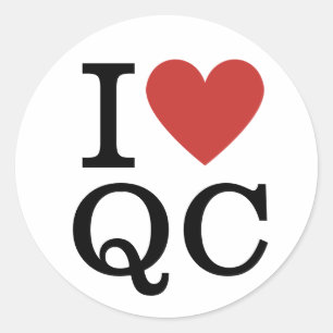 Sticker Rond I ❤️ Love QC Personnel de contrôle de la qualité P