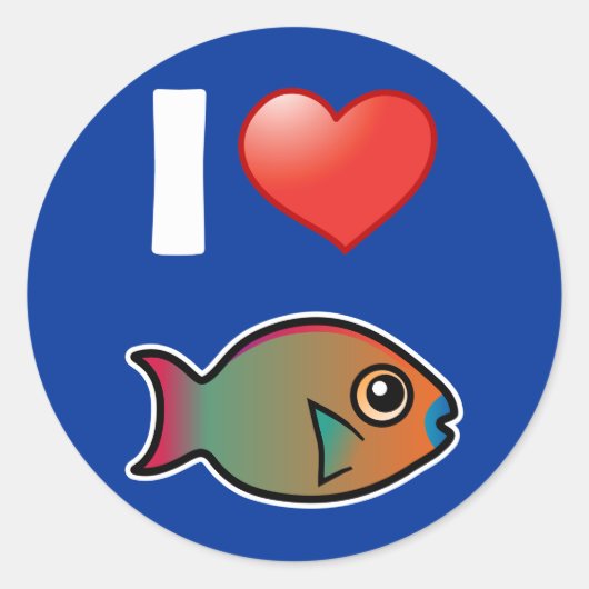 Sticker Rond I Love Rainbow Parrotfish (Devant)
