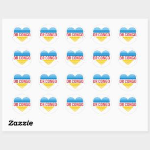 Sticker Rond I Love RD Congo, Congo-Kinshasa Coeur