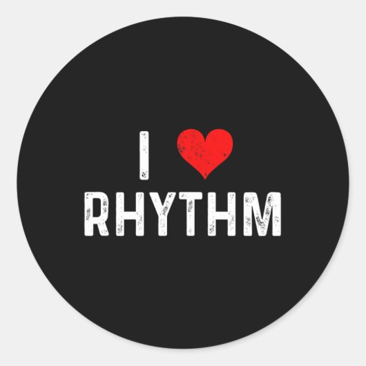Sticker Rond I Love Rhythm - Coeur - Distressed - Danseur (Devant)