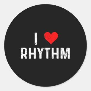 Sticker Rond I Love Rhythm - Coeur - Distressed - Danseur