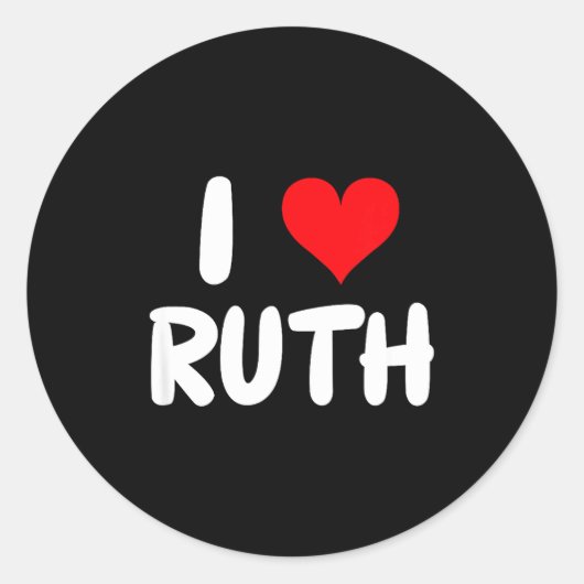 Sticker Rond I Love Ruth - Heart - Name  (Devant)