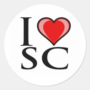 Sticker Rond I Love SC - Caroline du Sud