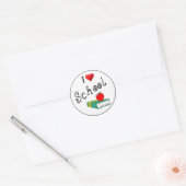 Sticker Rond I Love School Heart Books (Enveloppe)