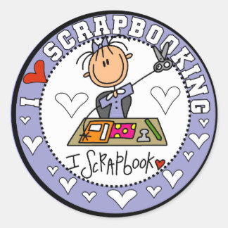 Sticker Rond I Love Scrapbooking Tshirts et cadeaux