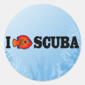 Sticker Rond I Love scuba (Devant)