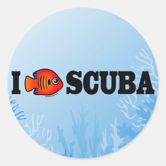 Sticker Rond I Love scuba (Devant)