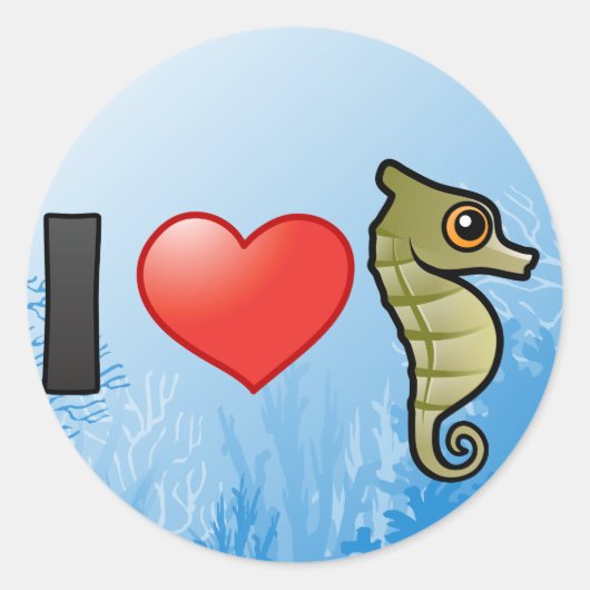 Sticker Rond I Love Seahorses (Devant)