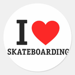 Sticker Rond I Love Skateboard