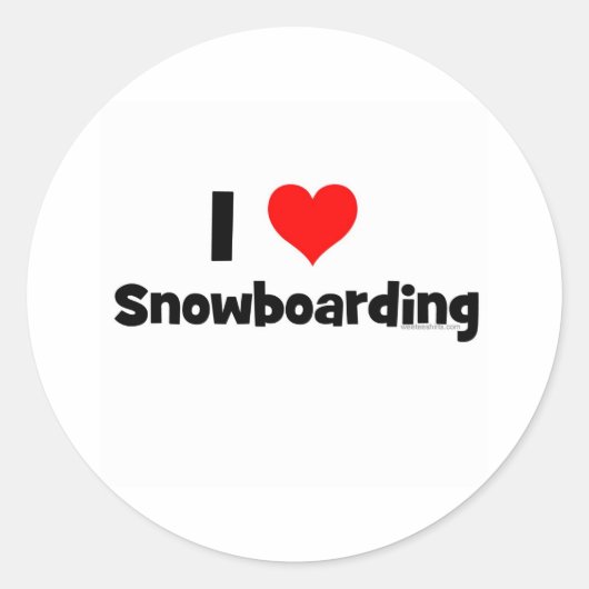 Sticker Rond I Love Snowboard (Devant)