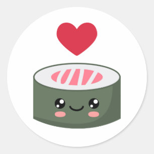 Sticker Rond I love Sushi