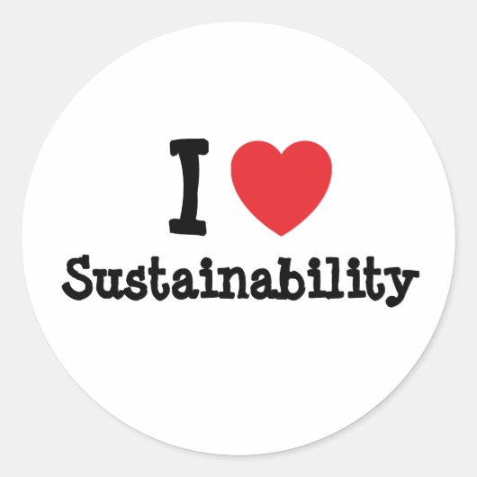 Sticker Rond I love Sustainability heart custom personalized (Devant)