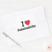 Sticker Rond I love Sustainability heart custom personalized (Enveloppe)
