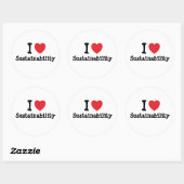Sticker Rond I love Sustainability heart custom personalized (Feuille)