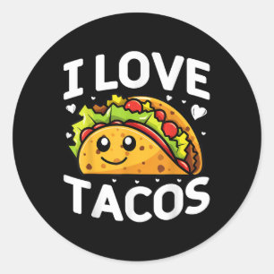 Sticker Rond I Love Tacos Parti Mexicain I Love Tacos Cinco De