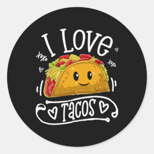 Sticker Rond I Love Tacos T Shirt Cinco De Mayo Femmes Hommes E