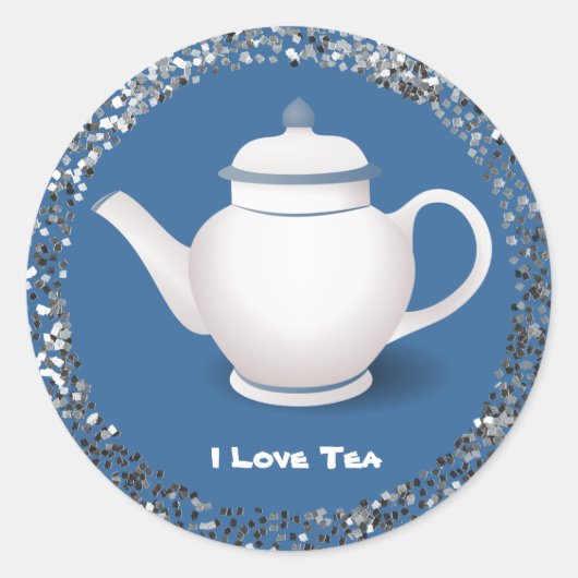 Sticker Rond I Love Tea, design populaire (Devant)