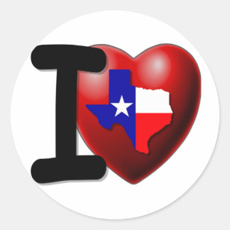 Sticker Rond I Love Texas - The Lone Star State
