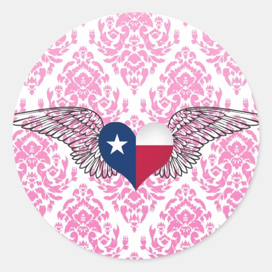 Sticker Rond I Love Texas -wings (Devant)