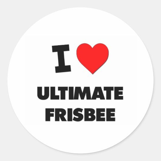 Sticker Rond I Love Ultimate Frisbee (Devant)