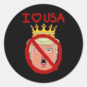 Sticker Rond I Love Usa Anti Trump 2024